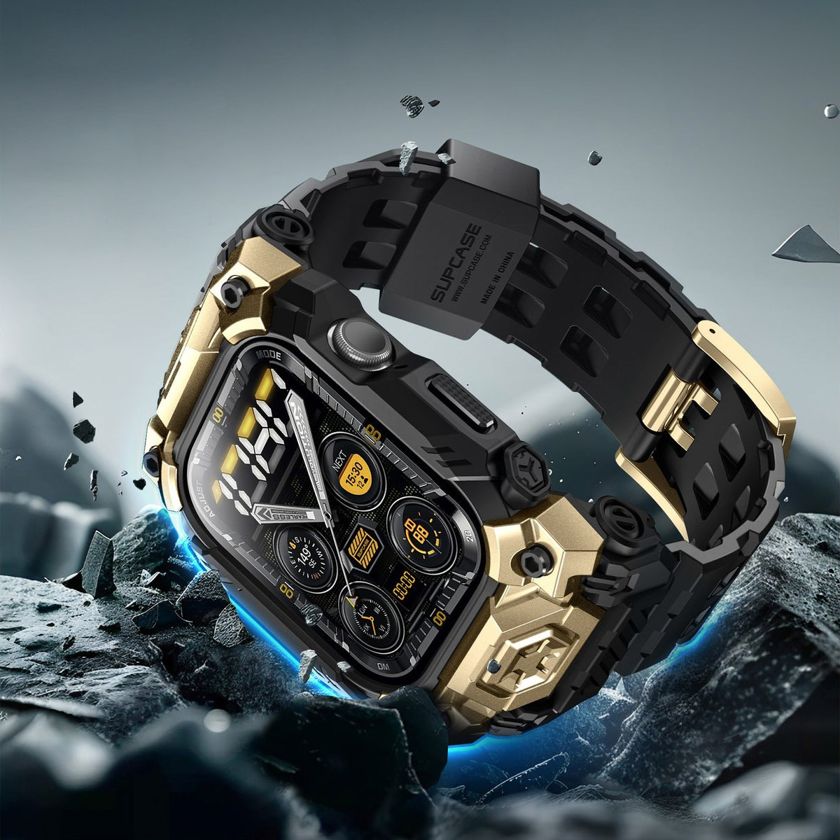 Etui pancerne z paskiem Supcase UB Ore do Apple Watch 11 (46 mm)<br />Apple Watch 10 (46 mm), czarno-złote